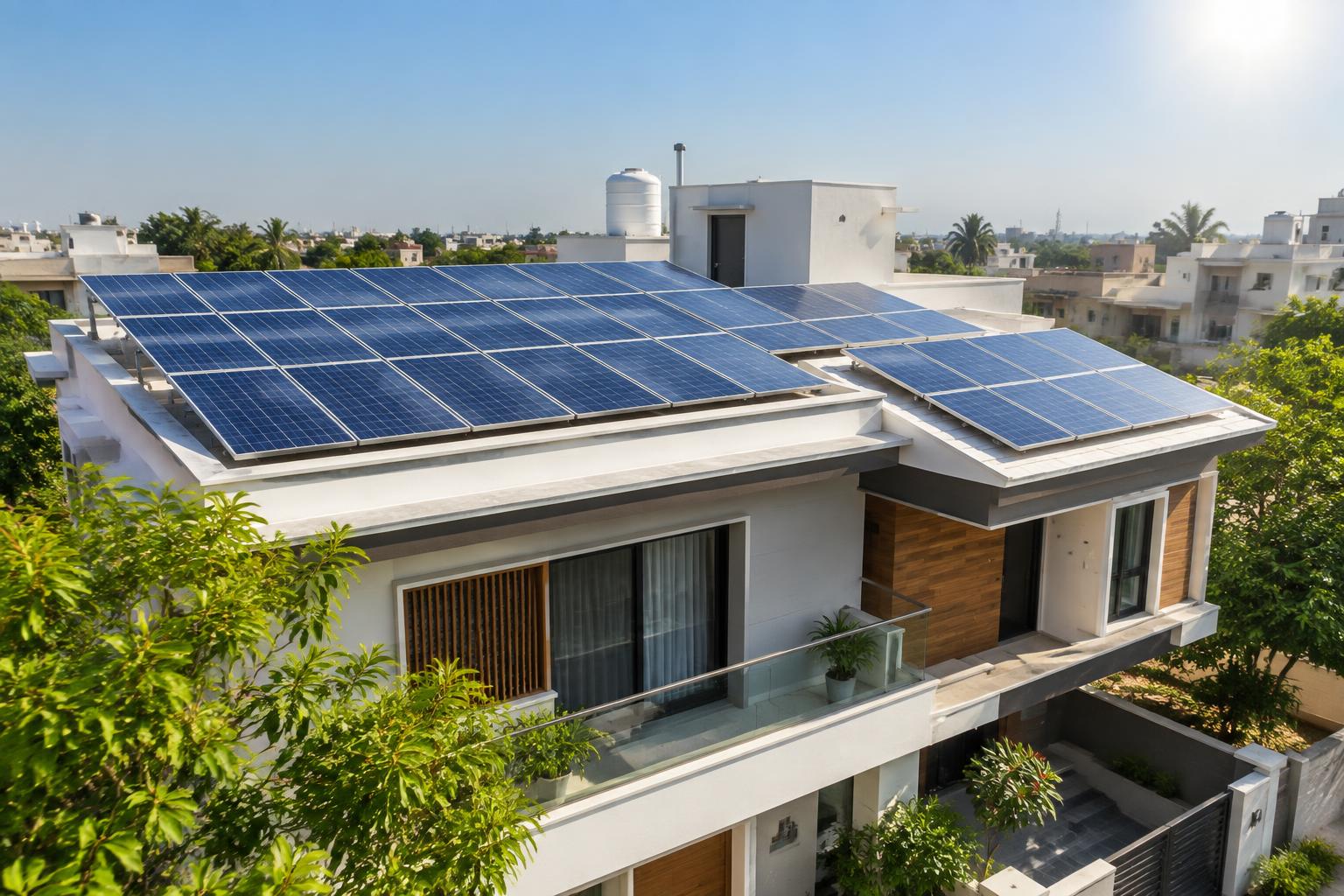 Rooftop solar plant on an Indian home